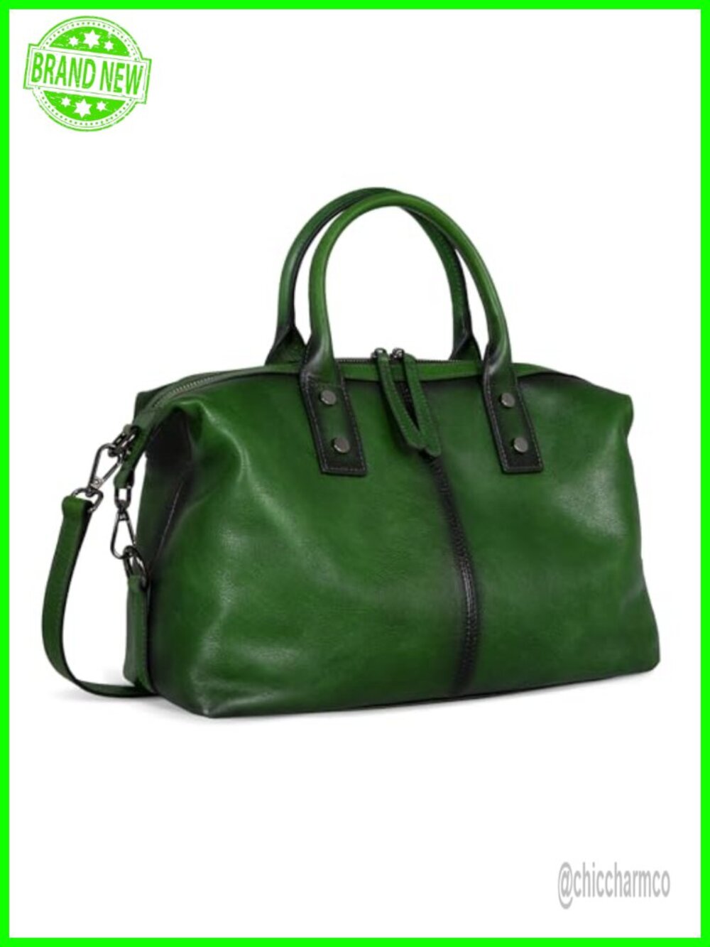 Vegetable Tanned Leather Satchel Handbag Shoulder Crossbody Purse